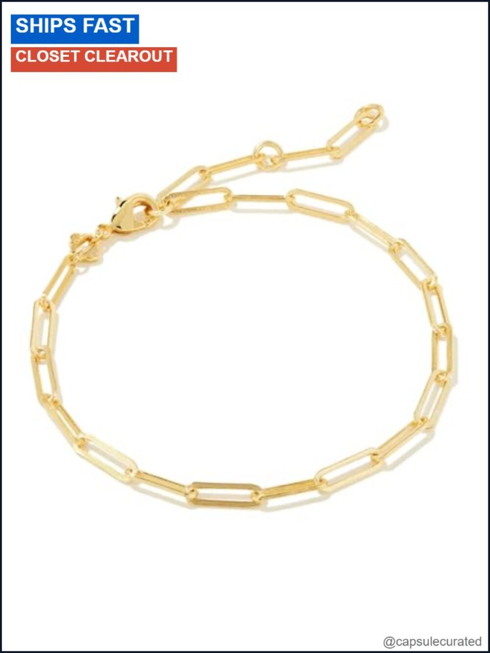 Kendra Scott Courtney Paperclip Bracelet Adjustable Lobster Clasp